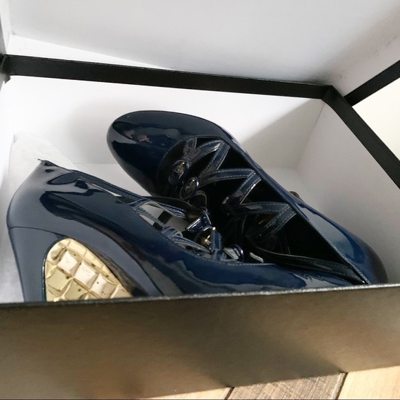 Chanel Blue & Gold Strappy Mary Janes - Picture 15 of 16